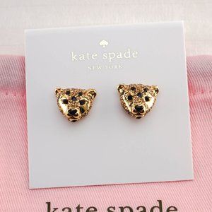 Kate Spade Jungle Cat Jaguar Head Stud Earrings (with Dust Bag) NEW